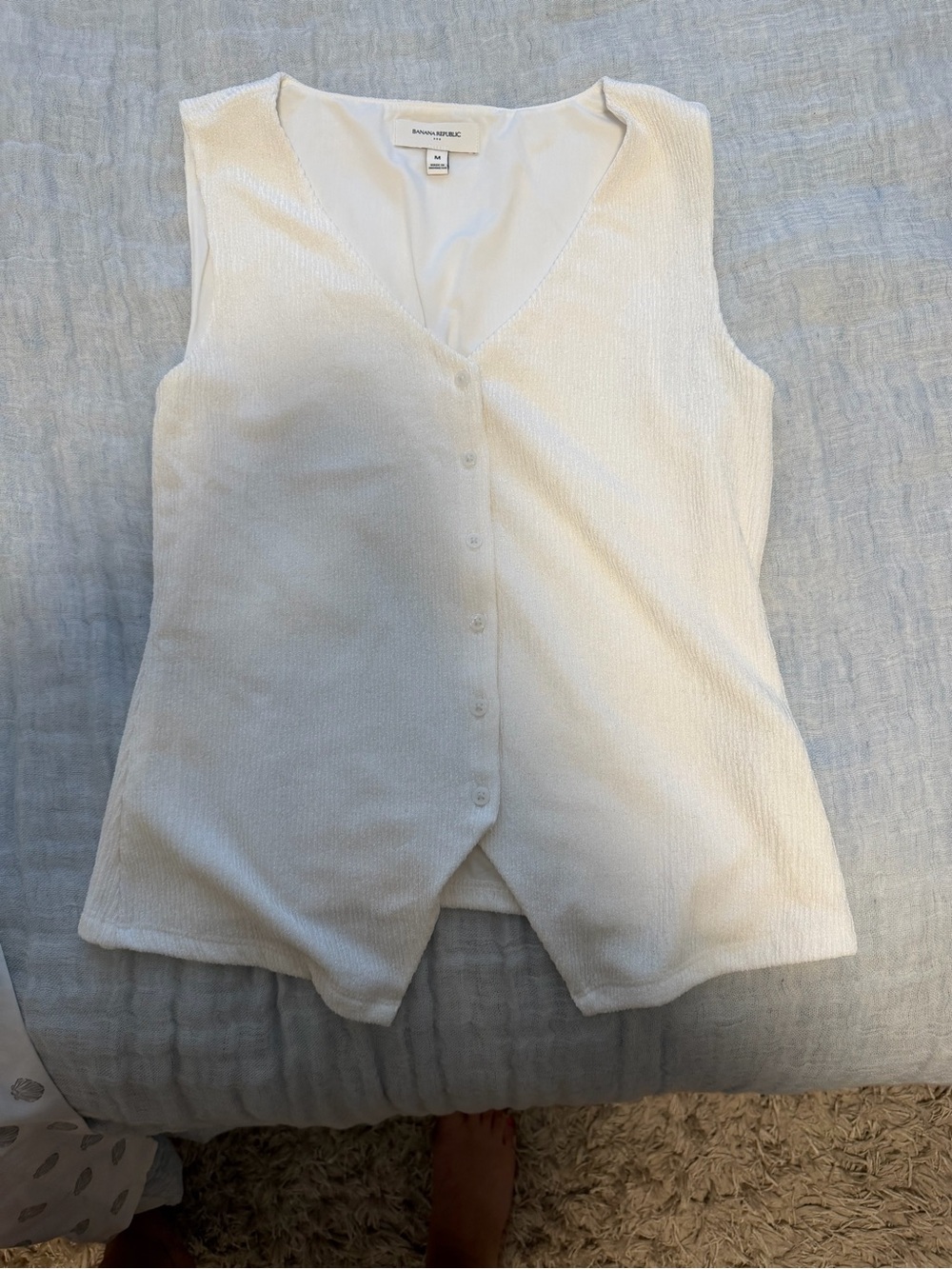 Banana Republic Factory Off White Button-Front Sleeveless Tank